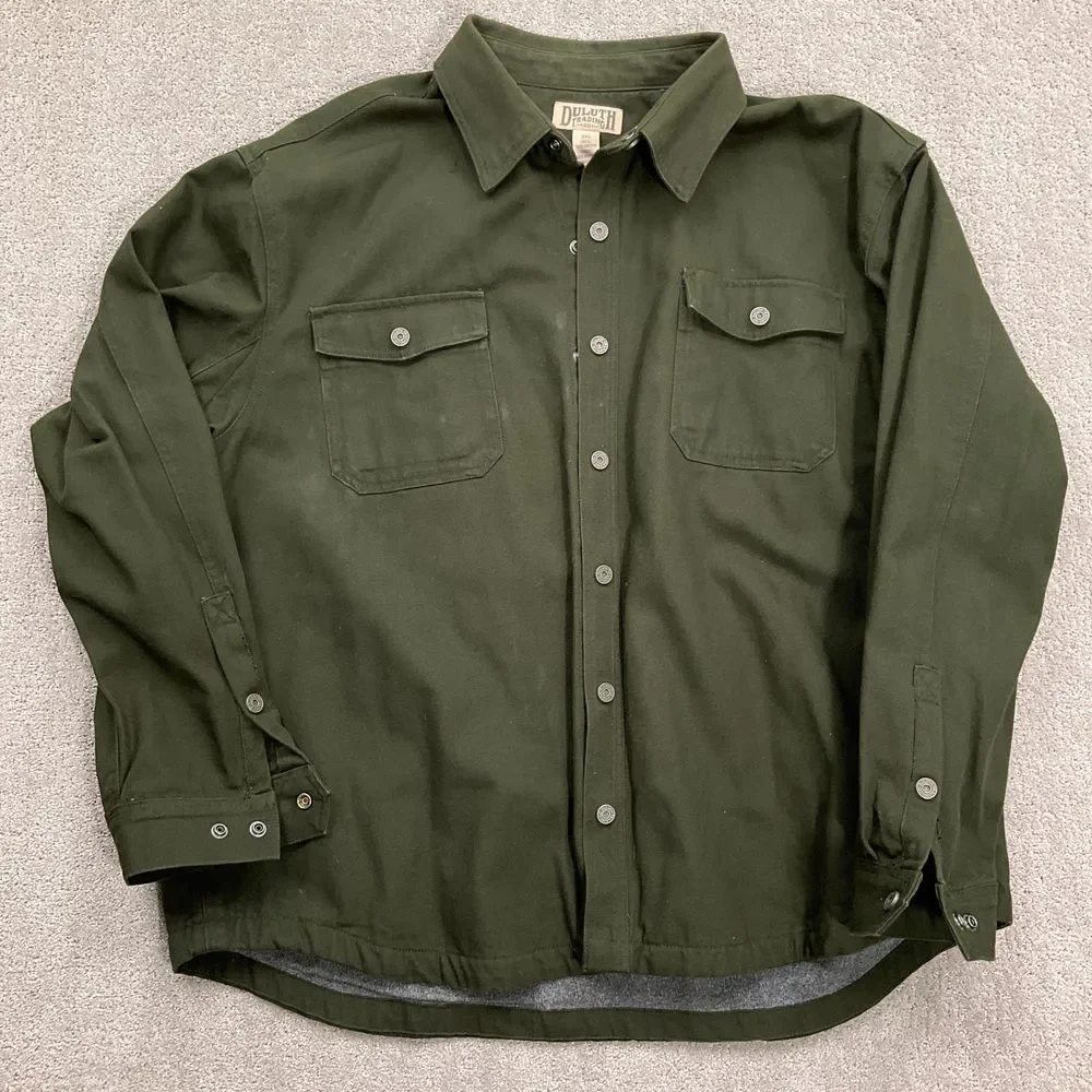 Duluth Shacket Men‎ 3XL Green Hanger Bender Fire Hose Lined Chore Shacket Work